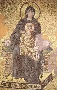 On the throne of the Virgin Mary with Child